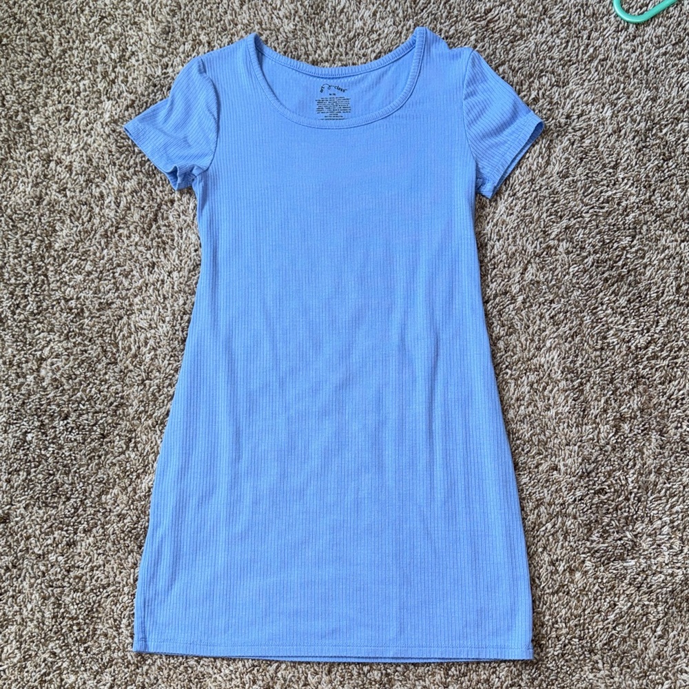 Art Class super soft ribbed coneflower Blue Ribbed tshirt dress M 8